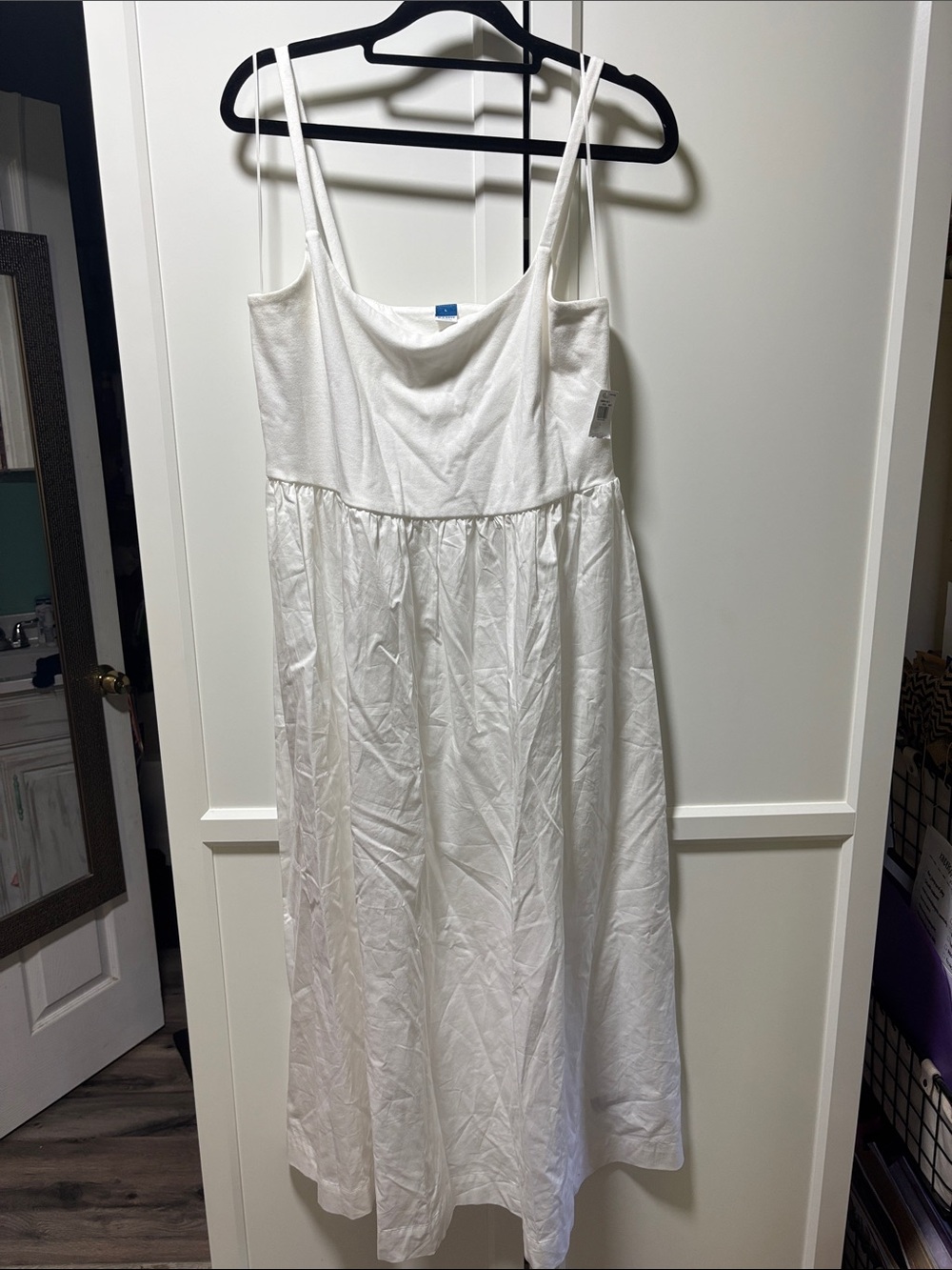 White Spaghetti Strap Midi Dress